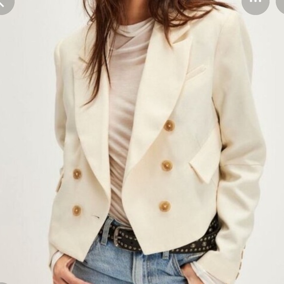 Free People Jackets & Blazers - Free People Cream Blazer with Gold Buttons